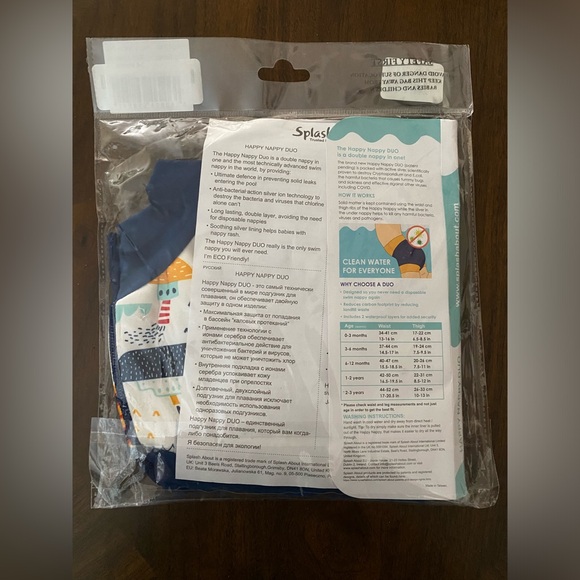 Splash About Happy Nappy Duo Reusable Swim Diaper with Silver Lining, SZ Medium - Picture 4 of 8